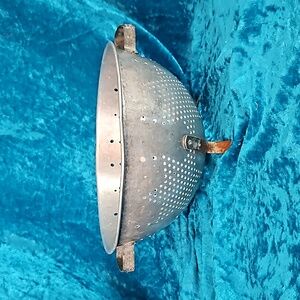Vintage Aluminum Star Punched Retro Mid-Century Modern Footed Colander Circa 50s